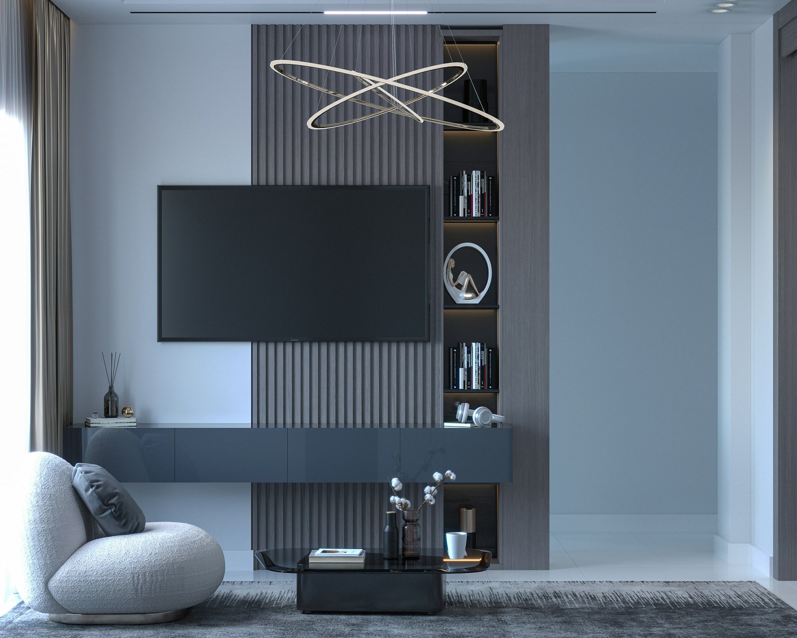 Wood Finish TV Panel