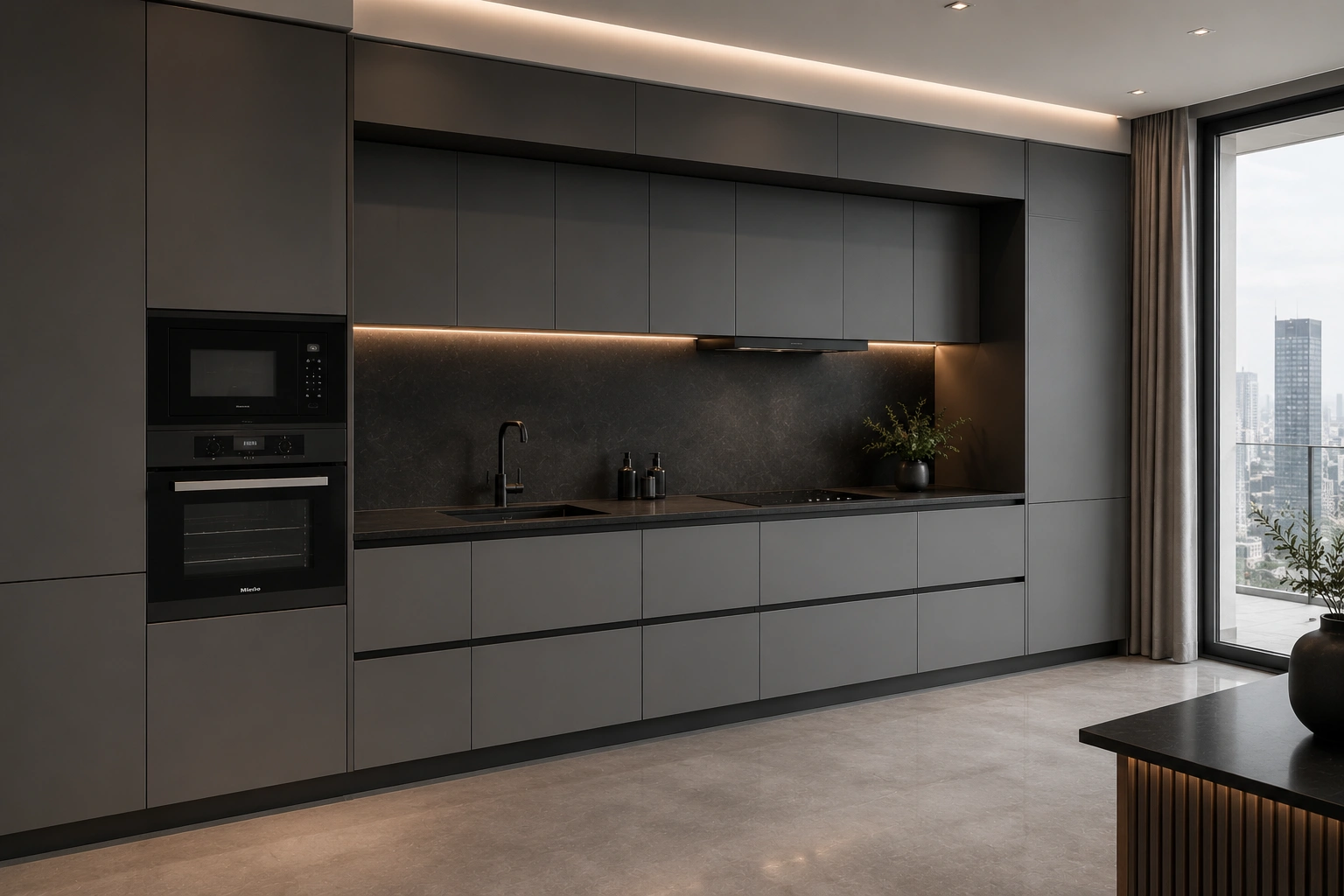 Minimal Grey Straight Kitchen